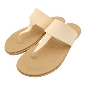 Crocs Tulum Toe Post Tan & Cream Sandal - Lightweight Comfort